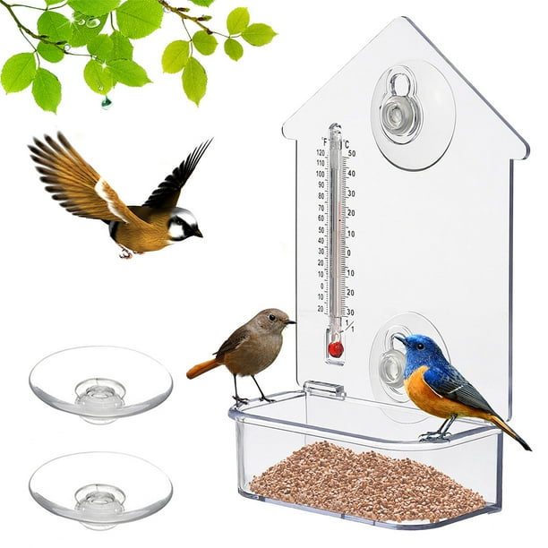 Acrylic Bird Feeder Clear Seed Tray Transparent Window House Feeding Container Acrylic Bird Feeder Clear Seed Tray Transparent Window House Feeding Container